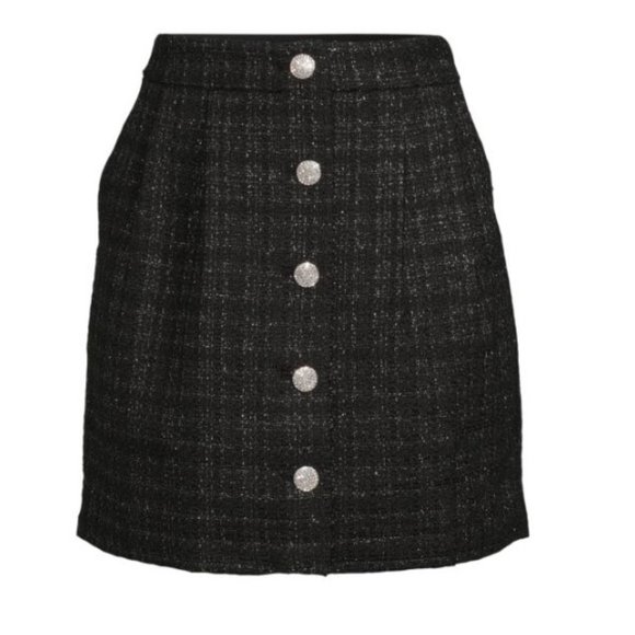 KARL LAGERFELD PARIS Metallic Tweed Mini Skirt, Size 12 - Picture 1 of 4